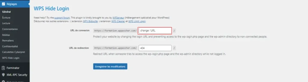comment Sécuriser son site WordPress en 10 étapes indispensables 🔒 Indication du changement login pour sécuriser son site WordPress